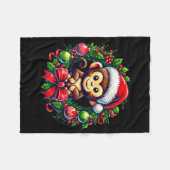 Monkey Santa Hat Christmas Xmas Fleecedecke (Vorderseite (Horizontal))