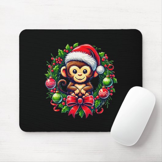 Monkey Santa Hat Christmas Xmas Mousepad (Mit Mouse)