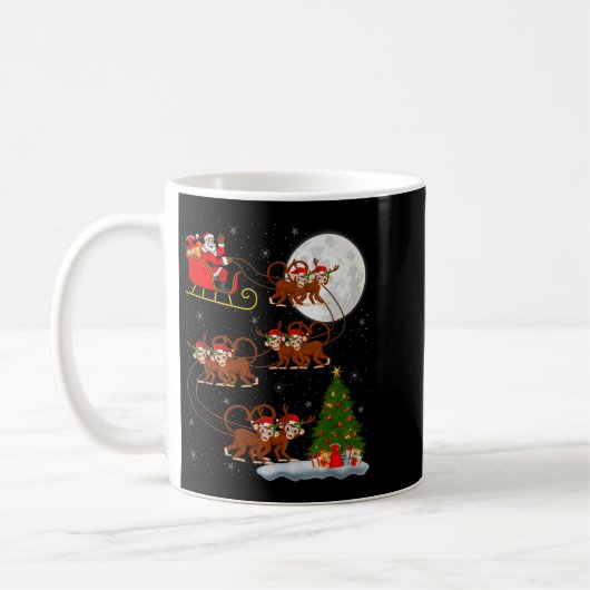 Monkey Santa Sleigh Flying Funny Magical Christmas Kaffeetasse (Links)