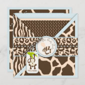 Monkey Schnuller Safari Jungle Babydusche Einladung (Vorne/Hinten)