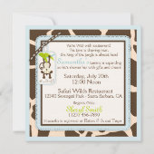 Monkey Schnuller Safari Jungle Babydusche Einladung (Rückseite)