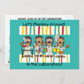Monkey Science Mad Scientist zum Geburtstag Einlad Einladung (Vorne/Hinten)