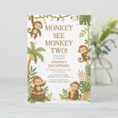 Monkey See Monkey Two Dschungel 2. Geburtstag Einladung (Stehend Vorderseite)