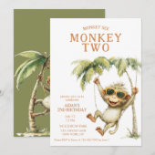 Monkey See Monkey Zweiter Geburtstag Einladung (Vorne/Hinten)