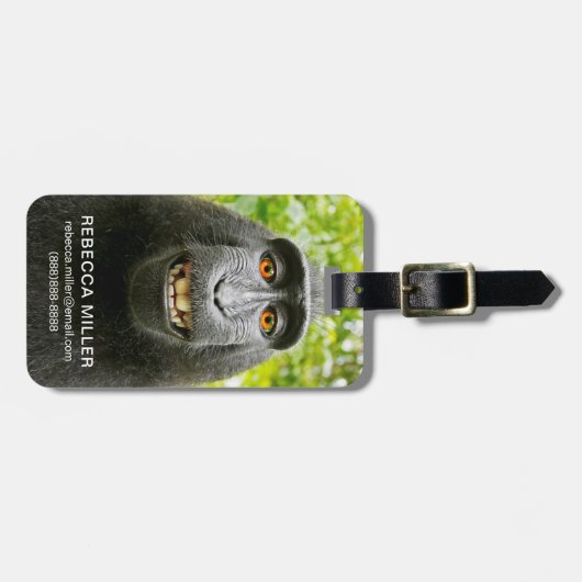 Monkey Selfie Gepäckanhänger (Vorderseite horizontal)