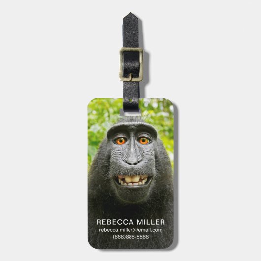 Monkey Selfie Gepäckanhänger (Vorderseite vertikal)