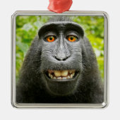 Monkey Selfie Ornament Aus Metall (Vorne)