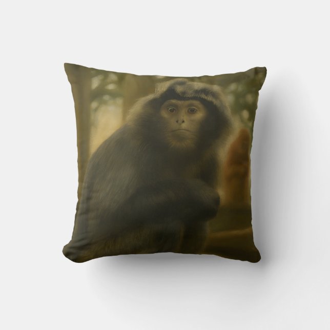 Monkey - Serene Wildlife Art Kissen (Vorderseite)
