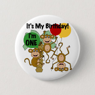 Monkey Shine 1. Geburtstagsgeschenke Button