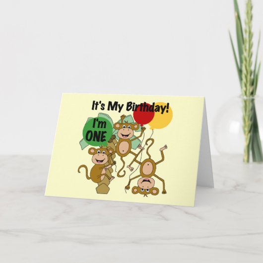 Monkey Shine 1. Geburtstagsgeschenke Karte (Vorderseite)