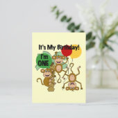 Monkey Shine 1. Geburtstagsgeschenke Postkarte (Stehend Vorderseite)