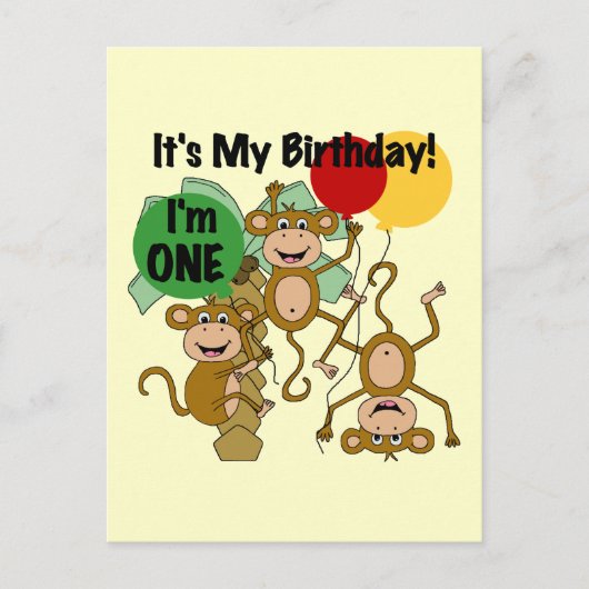 Monkey Shine 1. Geburtstagsgeschenke Postkarte (Vorderseite)