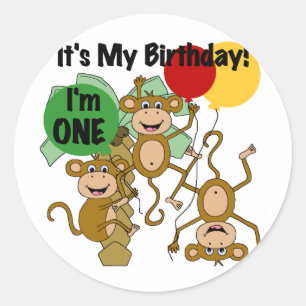 Monkey Shine 1. Geburtstagsgeschenke Runder Aufkleber