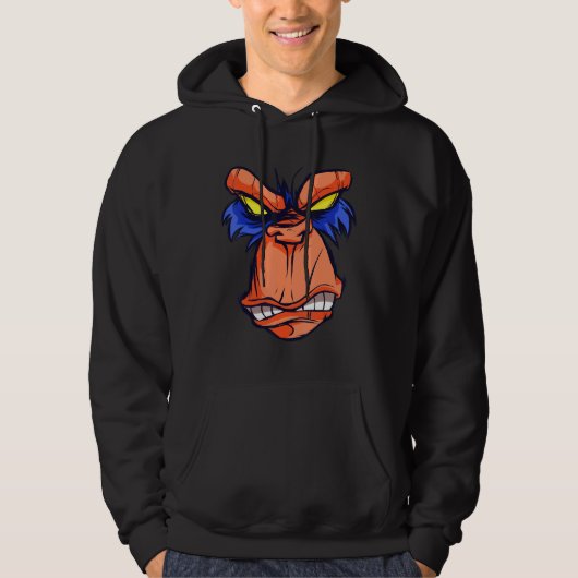 Monkey Shows Teeth Eye Evil Gorilla Hoodie (Vorderseite)