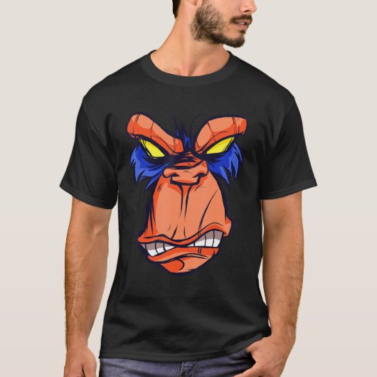 Monkey Shows Teeth Eye Evil Gorilla T-Shirt (Vorderseite)