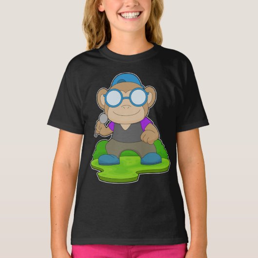 Monkey Singer Microphone Music T-Shirt (Vorderseite)