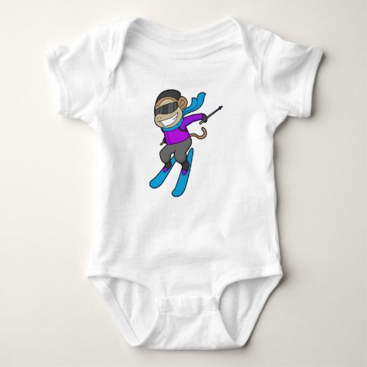 Monkey Skier Baby Strampler (Vorderseite)