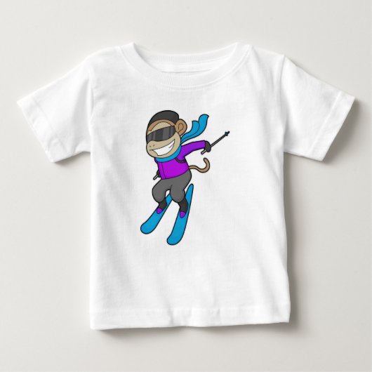 Monkey Skier Baby T-shirt (Vorderseite)