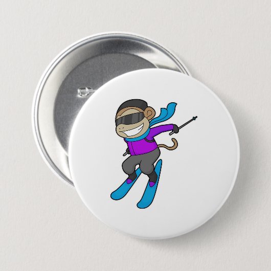 Monkey Skier Button (Vorne & Hinten)