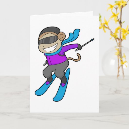 Monkey Skier Karte (Gelbe Blume)