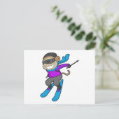 Monkey Skier Postkarte (Stehend Vorderseite)