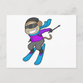 Monkey Skier Postkarte (Vorderseite)