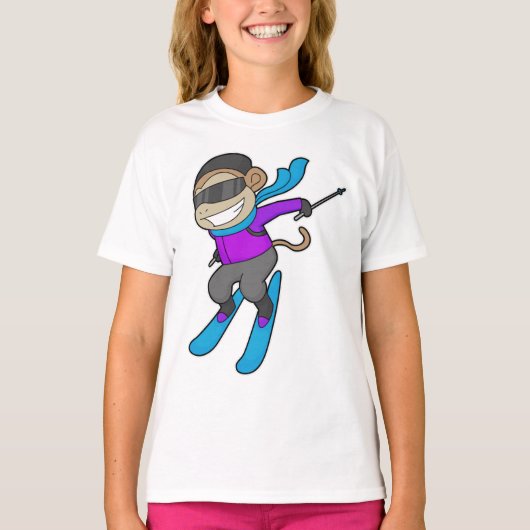 Monkey Skier T-Shirt (Vorderseite)