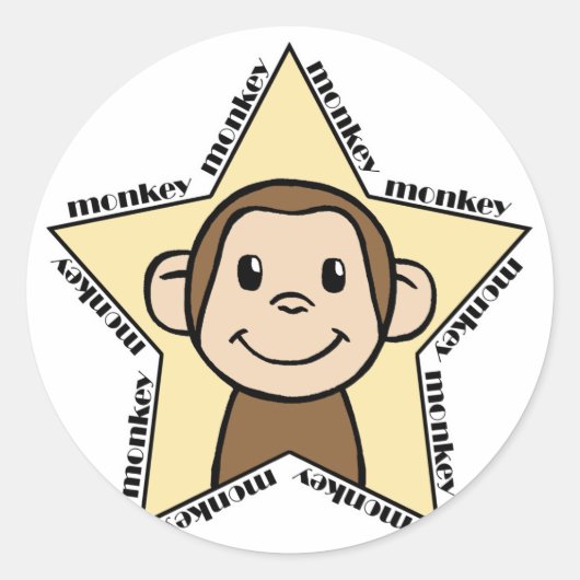 Monkey Star Runder Aufkleber (Vorderseite)