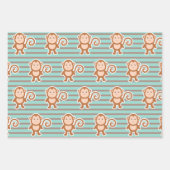 Monkey Stripes Happy Birthday Geschenkpapier Set (Vorderseite 3)
