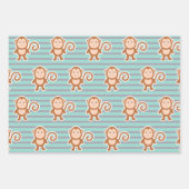 Monkey Stripes Happy Birthday Geschenkpapier Set (Vorderseite 2)