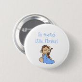 Monkey Tante - blaue T-Shirts und Geschenke Button (Vorne & Hinten)