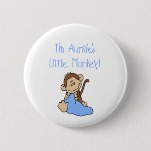 Monkey Tante - blaue T-Shirts und Geschenke Button