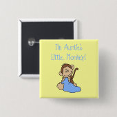 Monkey Tante - blaue T-Shirts und Geschenke Button (Vorne & Hinten)