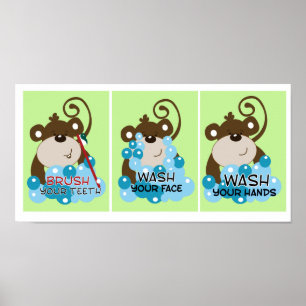 MONKEY TIME BADEZIMMER KUNSTDRUCKEN - Set von 3 Poster