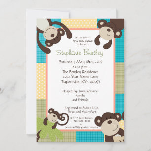 Monkey Time Mod Monkey 12x18 Baby Dusche Einladung