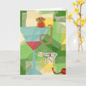 Monkey-tini Geburtstagsgrüßen Karte (Gelbe Blume)