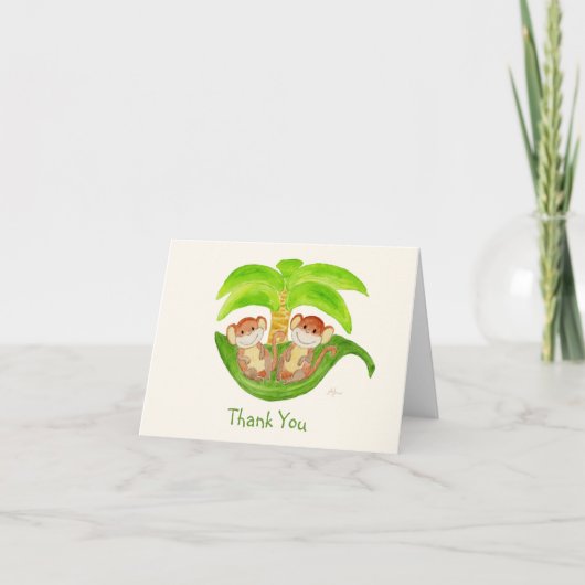 Monkey Twins Vielen Dank Notecard Dankeskarte (Vorderseite)