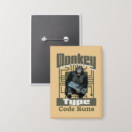 Monkey Typ, Code läuft lustig Full-Stack-Entwickle Button (Vorderseite/Rückseite)