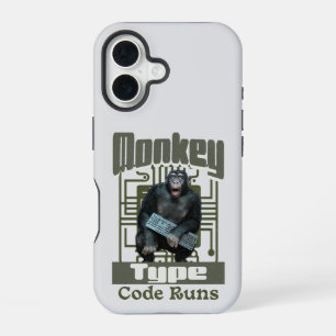 Monkey-Typ, Code läuft lustig Full-Stack-Entwickle iPhone 16 Hülle