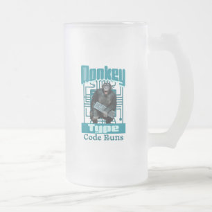 Monkey Typ, Code läuft lustig Full-Stack-Entwickle Mattglas Bierglas