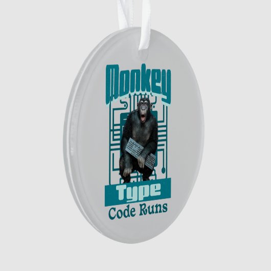 Monkey Typ, Code läuft lustig Full-Stack-Entwickle Ornament (Vorderseite)