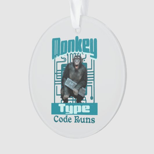Monkey Typ, Code läuft lustig Full-Stack-Entwickle Ornament (Vorderseite)