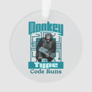 Monkey Typ, Code läuft lustig Full-Stack-Entwickle Ornament