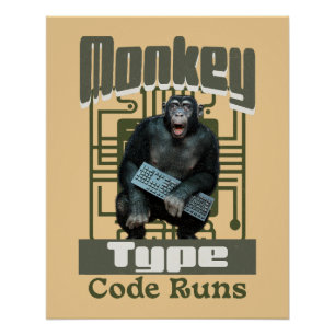 Monkey-Typ, Code läuft lustig Full-Stack-Entwickle Poster