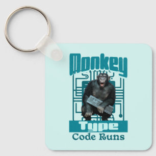 Monkey-Typ, Code läuft lustig Full-Stack-Entwickle Schlüsselanhänger
