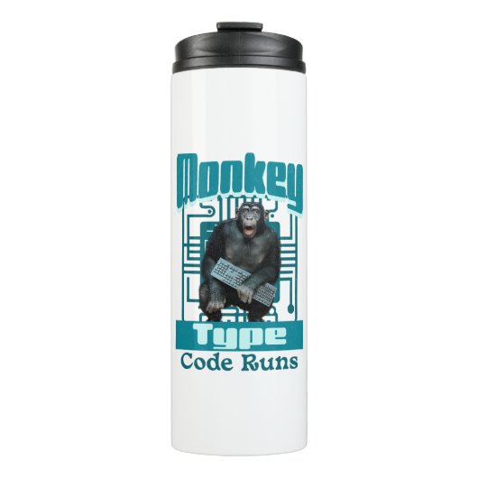 Monkey Typ, Code läuft lustig Full-Stack-Entwickle Thermosbecher (Vorderseite)