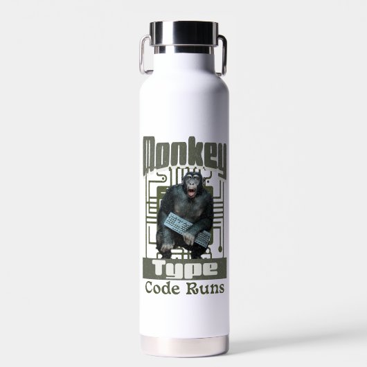 Monkey-Typ, Code läuft lustig Full-Stack-Entwickle Trinkflasche (Vorne)