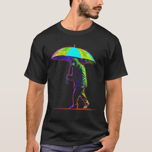 Monkey Umbrella Colorful Creative Zoo T-Shirt (Vorderseite)