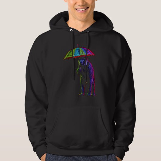 Monkey Umbrella Colourful Creative Zoo Animal Artw Hoodie (Vorderseite)