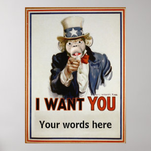 Monkey Uncle Sam Poster